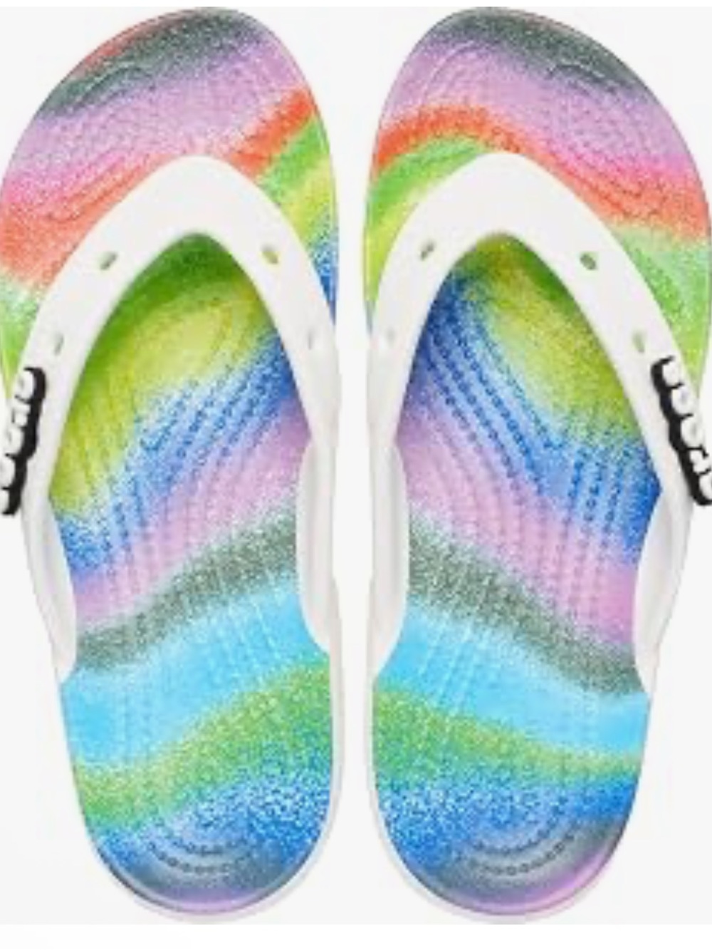 Crocs rainbow swirl flip flops! New! W7